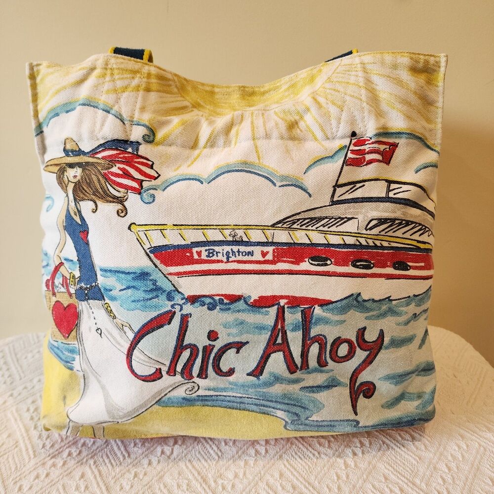 Brighton All a Chic Ahoy Yacht Needs Tote Beach American Market Canvas Bag - Picture 3 of 12